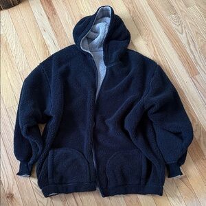 Women's Black Fleece Zip-Up Jacket